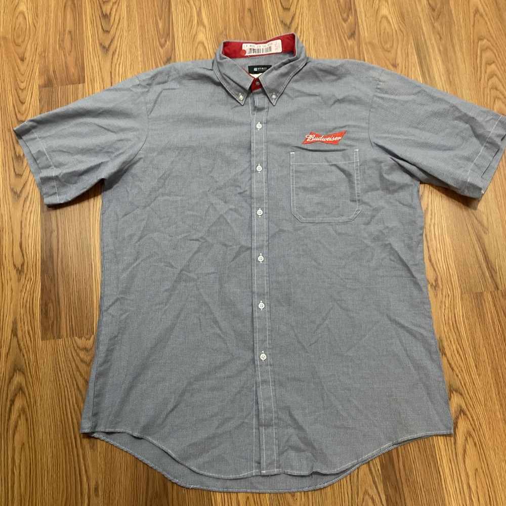 Budweiser Bud Light Work Shirt Mens XL Button Up Uniform Short Sleeve